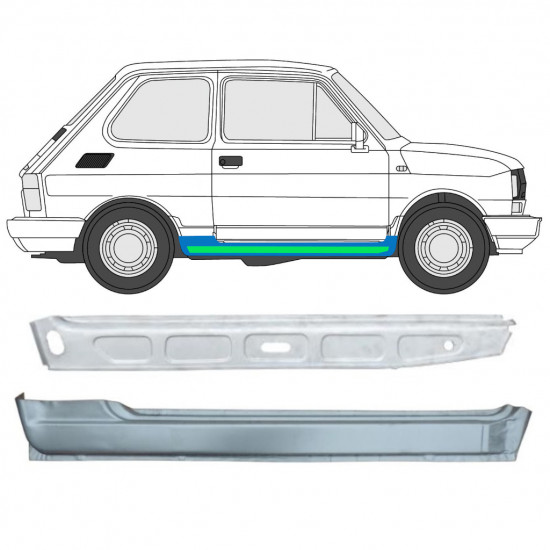 Sisäinen ja ulkoinen kynnyksen korjauspaneeli varten Fiat 126p 1972-2000 / Oikea 11716