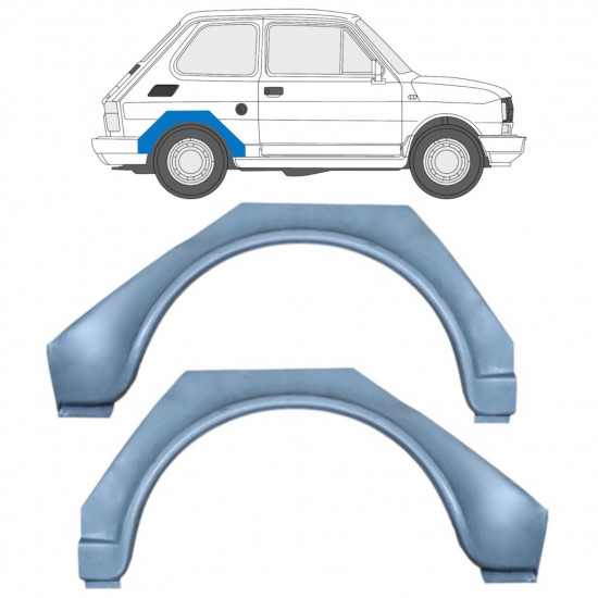 Takalokasuoja korjaussarja varten Fiat 126p 1972-2000 / Vasen+Oikea / Sarja 9527