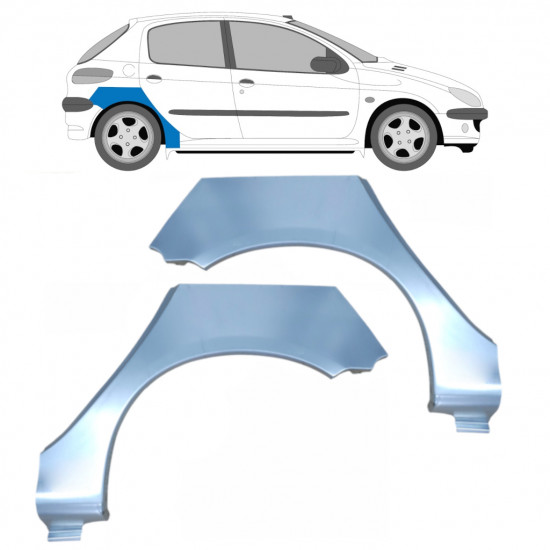 Takalokasuoja korjaussarja varten Peugeot 206 1998- / Vasen+Oikea / Sarja 9670