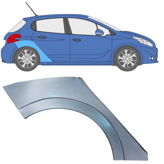 Takalokasuoja korjaussarja varten Peugeot 208 2012-2019 / Oikea 16316