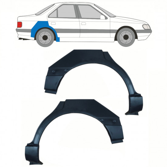 Takalokasuoja korjaussarja varten Peugeot 405 1987-1996 / Vasen+Oikea / Sarja 10783