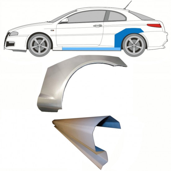 Kynnyspelti + takalokasuojan korjaussarja varten Alfa Romeo Gt 2003-2010 / Vasen / Sarja 8702