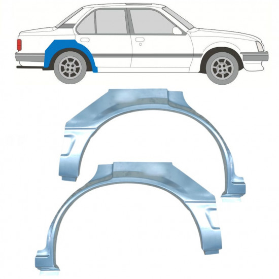 Takalokasuoja korjaussarja varten Opel Ascona C / Vauxhall Cavalier 1981-1988 / Vasen+Oikea / Sarja 9705