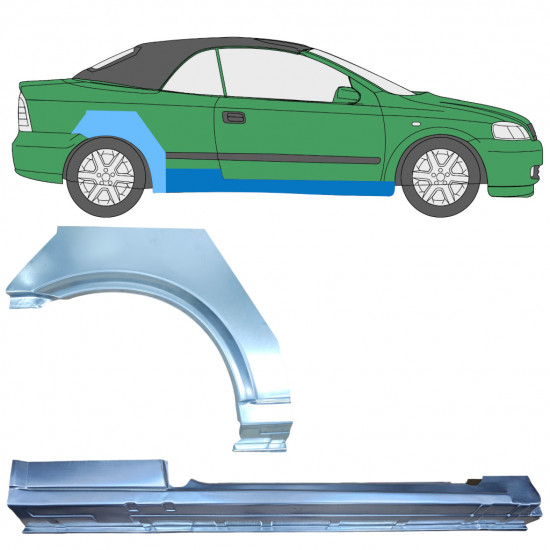 Kynnyspelti + takalokasuojan korjaussarja varten Opel Astra G 2001-2006 CABRIO / Oikea / Sarja 12592