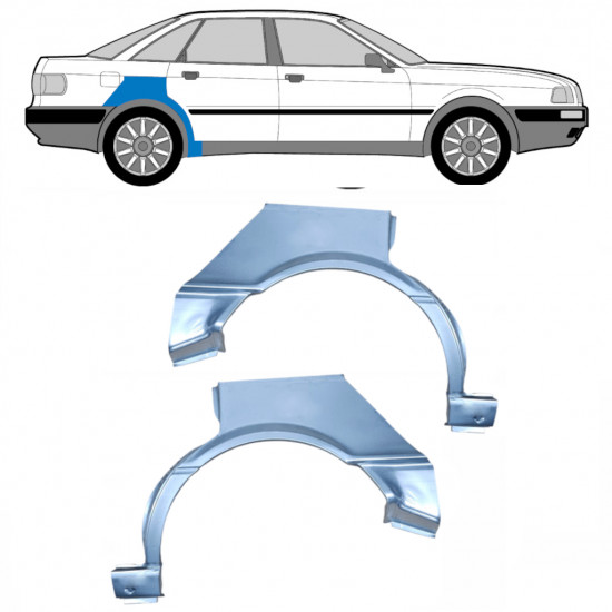 Takalokasuoja korjaussarja varten Audi 80 B3 1986-1991 / Vasen+Oikea / Sarja 6426