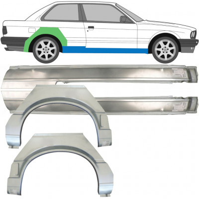 Kynnyspelti + takalokasuojan korjaussarja varten BMW 3 E30 1987-1994 / Vasen+Oikea / Sarja 9518