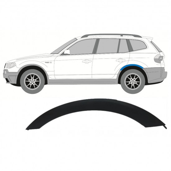 Takalokasuojan sivulista varten BMW X3 2003-2010 / Vasen 7647