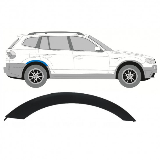 Takalokasuojan sivulista varten BMW X3 2003-2010 / Oikea 7646