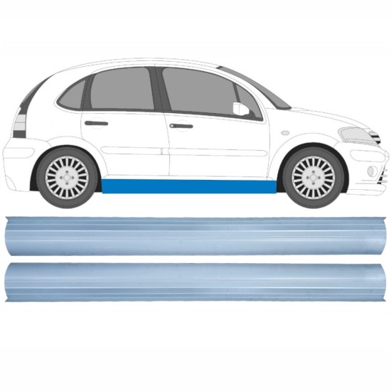 Kynnyspelti korjauspaneeli alempi osa varten Citroen C3 2002-2010 / Vasen+Oikea / Sarja 16122