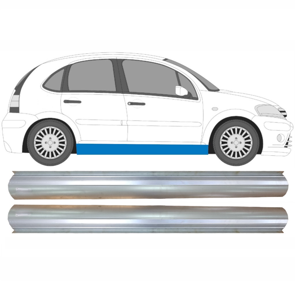 Kynnyspelti Korjauspaneeli Varten Citroen C3 2002-2010 / Vasen+Oikea / Sarja 6443