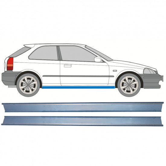 Kynnyspelti korjauspaneeli varten Honda Civic 1995-2001 / Vasen = Oikea (symmetrinen) / Sarja 10328