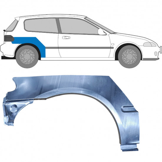 Takalokasuoja korjaussarja varten Honda Civic 1991-1995 / Oikea 6177