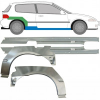 Kynnyspelti + takalokasuojan korjaussarja varten Honda Civic 1991-1995 / Vasen+Oikea / Sarja 9539