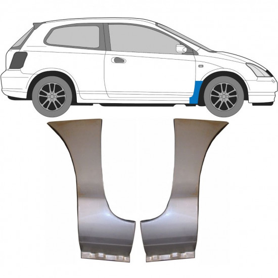 Etulokasuojan korjauspelti varten Honda Civic 2001-2005 / Vasen+Oikea / Sarja 9634