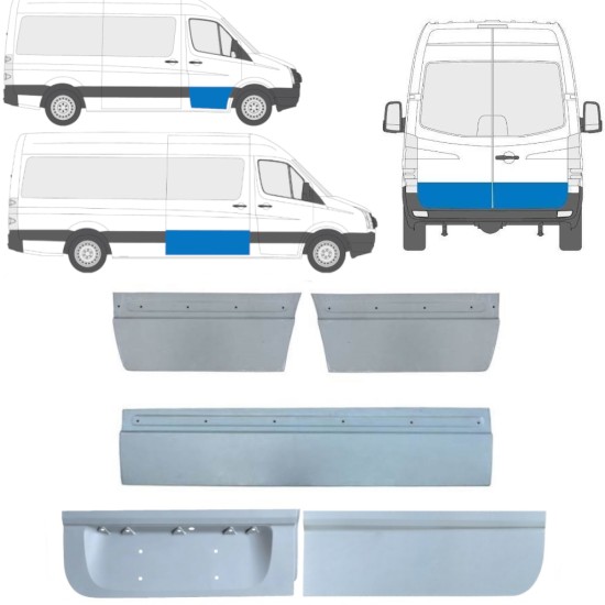Ulkoinen oven korjauspaneeli varten Volkswagen Crafter 2005-2017 / Vasen+Oikea / Sarja 14206
