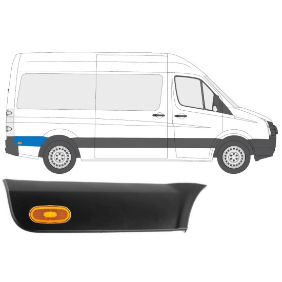 Takalokasuojan koristelista lampulla varten Volkswagen Crafter 2005-2017 / Oikea / Sarja 14150