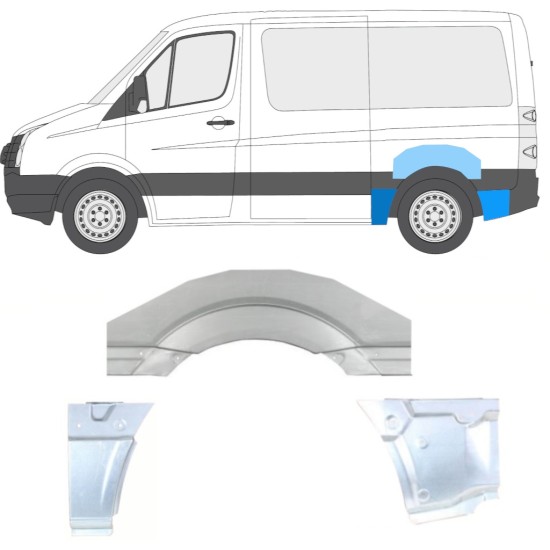 Takalokasuoja korjaussarja varten Volkswagen Crafter 2005-2017 / Vasen / Sarja 14205