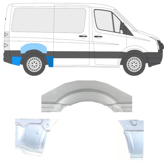 Takalokasuoja korjaussarja varten Volkswagen Crafter 2005-2017 / Oikea / Sarja 14204
