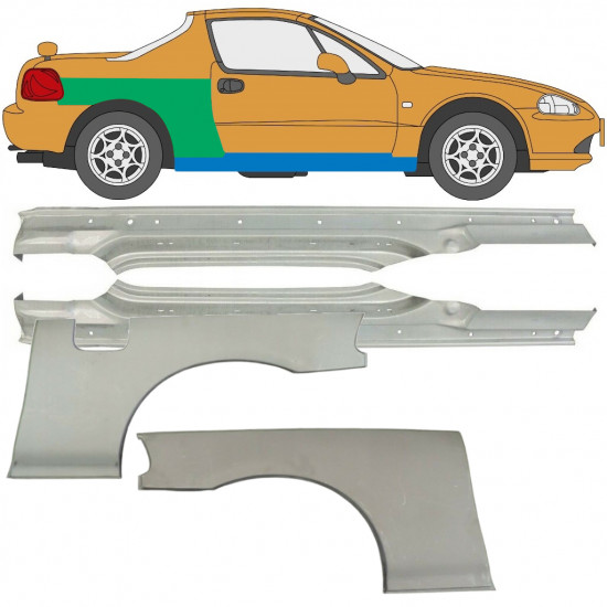 Kynnyspelti + takalokasuojan korjaussarja varten Honda Civic CRX Del Sol 1992-1998 / Sarja 9519