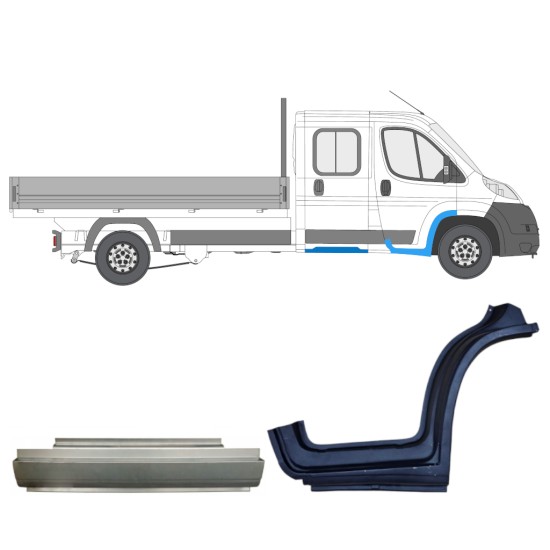 Korjauspaneeli aseta varten Fiat Ducato 2006-2014 / Oikea / Tuplakabiini / 14796 Korjauspaneeli aseta varten Fiat Ducato 2006-2014 / Oikea / Tuplakabiini / 14796