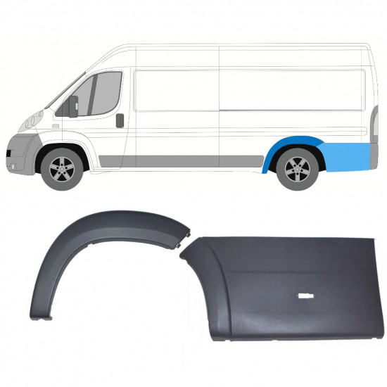 Takalokasuojan listasarja varten Fiat Ducato Boxer Relay 2006-2018 / LWB / Vasen /  8586