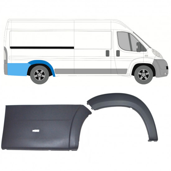 Takalokasuojan listasarja varten Fiat Ducato Boxer Relay 2006-2018 / LWB / Oikea /  8585