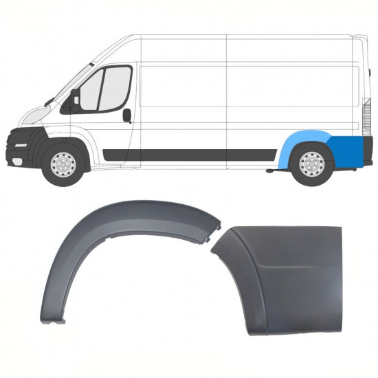 Takalokasuojan listasarja varten Fiat Ducato Boxer Relay 2006-2018 / MWB / Vasen /  8564