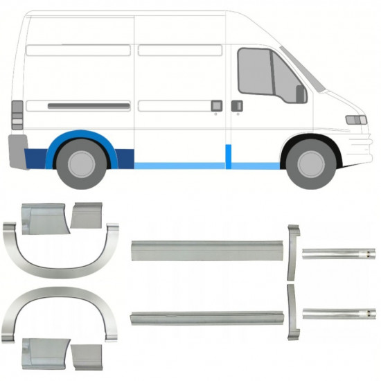 Kynnyspelti + takalokasuojan korjaussarja varten Fiat Ducato Boxer Relay 1994-2006 / MWB / Sarja 11523