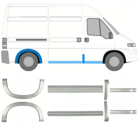 Kynnyspelti + takalokasuojan korjaussarja varten Fiat Ducato Boxer Relay 1994-2006 / MWB / Sarja 11517