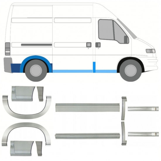 Kynnyspelti + takalokasuojan korjaussarja varten Fiat Ducato Boxer Relay 1994-2006 / SWB / Sarja 11522