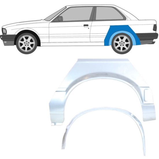Sisäinen ja ulkoinen takalokasuojan korjauspaneeli varten BMW 3 E30 1987-1994 / Vasen / Sarja 10852
