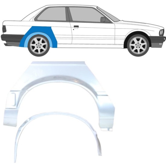 Sisäinen ja ulkoinen takalokasuojan korjauspaneeli varten BMW 3 E30 1987-1994 / Oikea / Sarja 10851