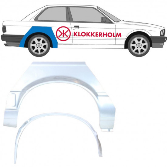 Sisäinen ja ulkoinen takalokasuojan korjauspaneeli varten BMW 3 E30 1987-1994 / Oikea / Sarja 10851