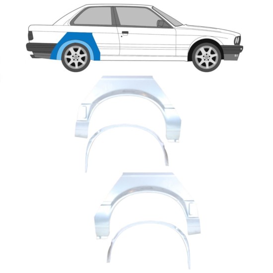 Sisäinen ja ulkoinen takalokasuojan korjauspaneeli varten BMW 3 E30 1987-1994 / Sarja 10853