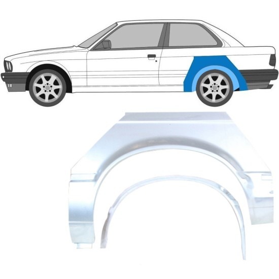 Sisäinen ja ulkoinen takalokasuojan korjauspaneeli varten BMW 3 E30 1982-1987 / Vasen / Sarja 10849