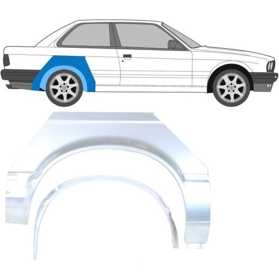 Sisäinen ja ulkoinen takalokasuojan korjauspaneeli varten BMW 3 E30 1982-1987 / Oikea / Sarja 10848