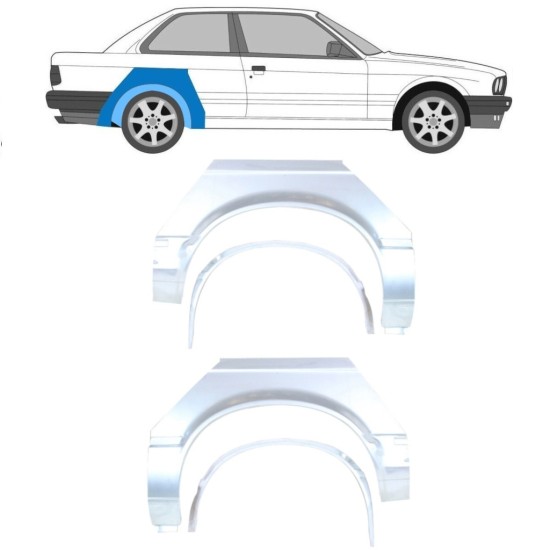 Sisäinen ja ulkoinen takalokasuojan korjauspaneeli varten BMW 3 E30 1982-1987 / Sarja 10850
