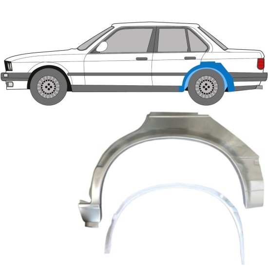 Sisäinen ja ulkoinen takalokasuojan korjauspaneeli varten BMW 3 E30 1982-1987 / Vasen / Sarja 10858