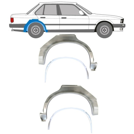 Sisäinen ja ulkoinen takalokasuojan korjauspaneeli varten BMW 3 E30 1982-1987 / Sarja 10859