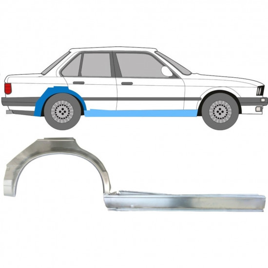 Kynnyspelti + takalokasuojan korjaussarja varten BMW 3 E30 1982-1987 / Oikea / Sarja 11237