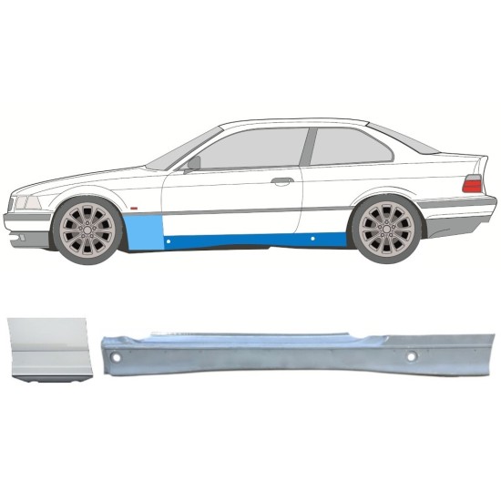 Täysi kynnys ja etulokasuojan korjauspaneeli varten BMW 3 E36 1990-2000 / Vasen / COUPE / Sarja 17022