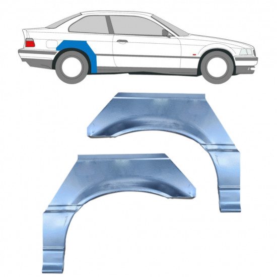 Takalokasuoja korjaussarja varten BMW E36 3 Cabrio 1990-2000 / Vasen+Oikea / COUPE / Sarja 6392