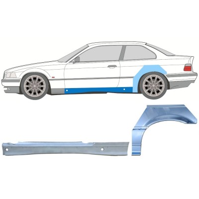 Kynnys ja takalokasuojan korjauspaneeli varten BMW 3 E36 1990-2000 / Vasen / COUPE / Sarja 17024