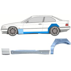Kynnyksen, etulokasuojan ja takalokasuojan korjausosa varten BMW 3 E36 1990-2000 / Vasen / COUPE / Sarja 17026