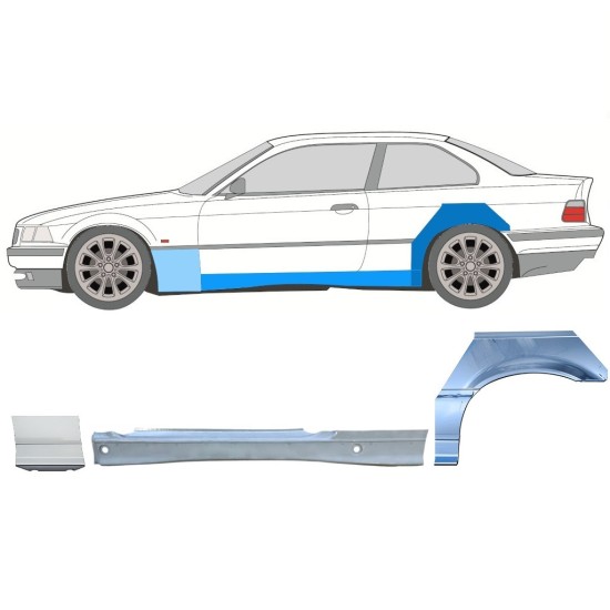 Täysi kynnys ja etulokasuojan korjauspaneeli varten BMW 3 E36 1990-2000 / Vasen / COUPE / Sarja 17026