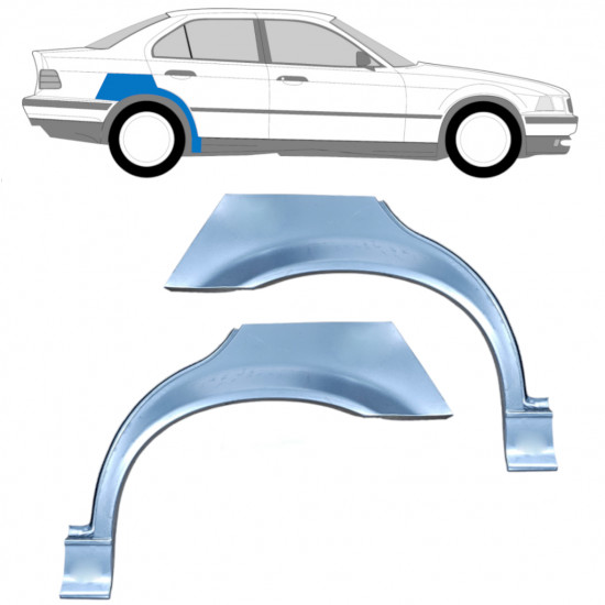 Takalokasuoja korjaussarja varten BMW 3 E36 1990-2000  / Vasen+Oikea / SEDAN / Sarja 6393