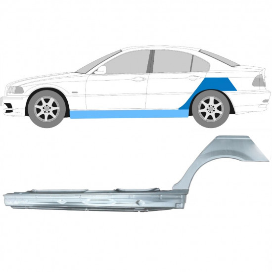 Kynnyspelti + takalokasuojan korjaussarja varten BMW E46 3 1998-2005 / Vasen / Sarja 11259