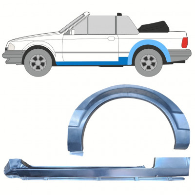 Kynnyspelti + takalokasuojan korjaussarja varten Ford Escort 1981-1990  CABRIO / Vasen / Sarja 12587