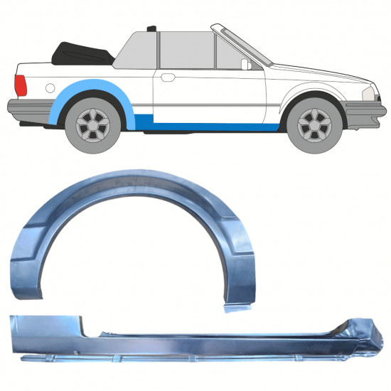 Kynnyspelti + takalokasuojan korjaussarja varten Ford Escort 1981-1990  CABRIO / Oikea / Sarja 12586