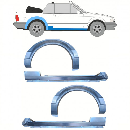 Kynnyspelti + takalokasuojan korjaussarja varten Ford Escort 1981-1990  CABRIO / Sarja 12588